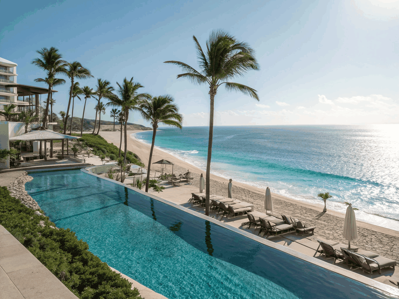Luxury beachfront resort with infinity pool